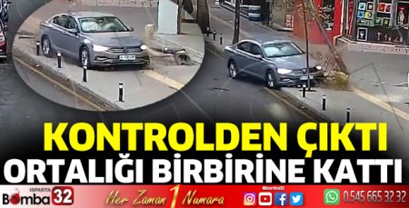 Kontrolden çıkan otomobil ortalığı birbirine kattı