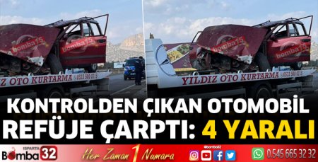 Kontrolden çıkan otomobil refüje çarptı: 4 yaralı