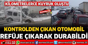 KONTROLDEN ÇIKAN OTOMOBİL REFÜJE ÇIKARAK DURABİLDİ