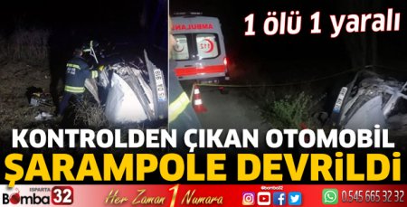 Kontrolden çıkan otomobil şarampole devrildi 