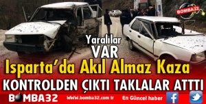 KONTROLDEN ÇIKAN OTOMOBİL TAKLA ATTI