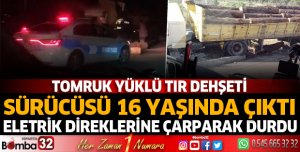 Kontrolden çıkan tır elektrik direğine çarptı
