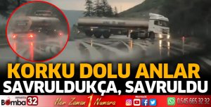 Kontrolden çıkan tır korku dolu anlar yaşattı