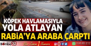 Köpek havlamasıyla yola atlayan Rabia'ya araba çarptı