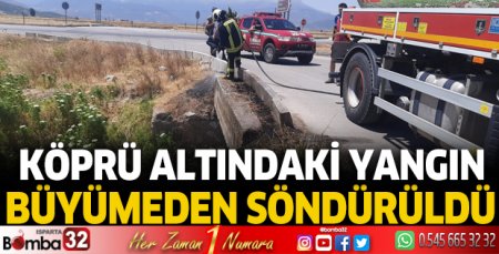 Köprü altındaki yangın büyümeden söndürüldü