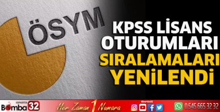 KPSS Lisans oturumları sıralamaları yenilendi