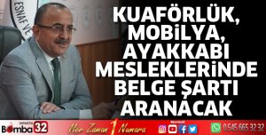Kuaförlük, mobilya, ayakkabı mesleklerinde belge şartı aranacak
