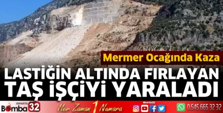 Lastiğin altında fırlayan taş işçiyi yaraladı