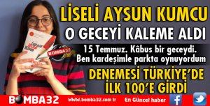 LİSELİ AYSUN'UN DENEMESİ O KİTAPTA YER ALDI