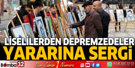 Liselilerden depremzedeler yararına sergi