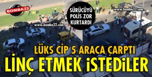 LÜKS CİP 5 ARACA BİRDEN ÇARPTI!
