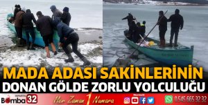 Mada Adası sakinlerinin donan gölde zorlu yolculuğu