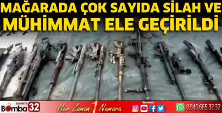 Mağarada çok sayıda silah ve mühimmat ele geçirildi