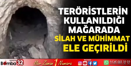 Mağarada silah ve mühimmat ele geçirildi