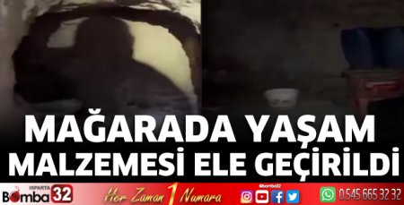 Mağarada yaşam malzemesi ele geçirildi
