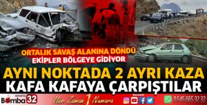 Mahmatlar virajlarında 2 ayrı kaza
