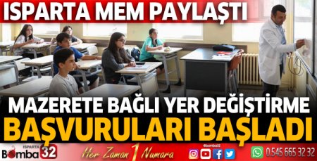 Mazerete bağlı yer değiştirme başvuru ekranı açıldı