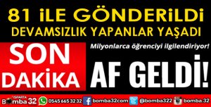 MEB 81 İLE YAZI GÖNDERDİ ÖĞRENCİLERE AF