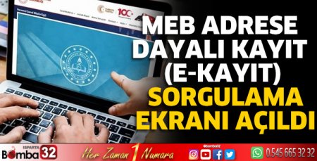 MEB adrese dayalı kayıt (e-Kayıt) sorgulama ekranı açıldı