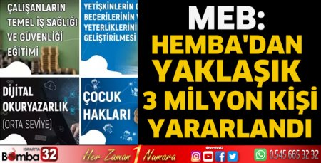 MEB: HEMBA'dan yaklaşık 3 milyon kişi yararlandı