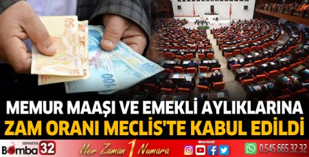 Memur maaşı ve emekli aylıklarına zam oranı Meclis'te kabul edildi