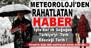 METEOROLOJİ'DEN RAHATLATAN  HABER 