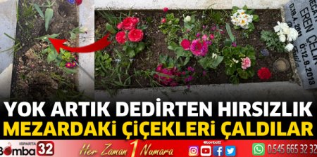 Mezarın üzerindeki çiçekleri çaldılar 