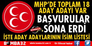 MHP'DE TOPLAM 18 ADAY ADAYI VAR