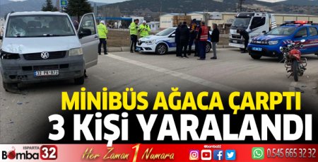 Minibüs ağaca çarptı