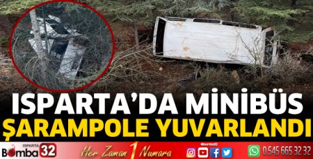 Minibüs şarampole yuvarlandı