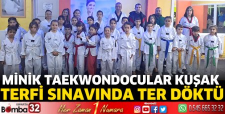 Minik Taekwondocular kuşak terfi sınavında ter döktü
