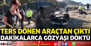 Miskinler'de kontrolden çıkan otomobil ters döndü