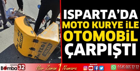 Moto kurye ile otomobil çarpıştı 