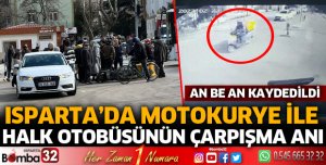 Motokurye ile özel halk otobüsü çarpıştı