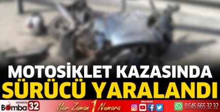 Motosiklet devrildi sürücüsü yaralandı 
