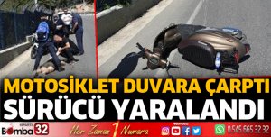 Motosiklet duvara çarptı