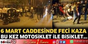 Motosiklet ile bisiklet çarpıştı