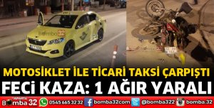 Motosiklet ile ticari taksi çarpıştı