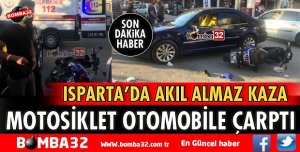 MOTOSİKLET OTOMOBİLE ÇARPTI 1 YARALI
