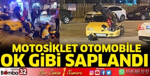 Motosiklet otomobile ok gibi saplandı