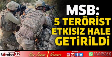 MSB: 5 terörist etkisiz hale getirildi