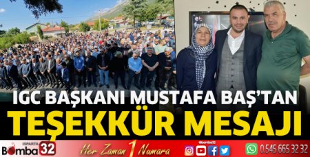 Mustafa Baş'tan teşekkür mesajı