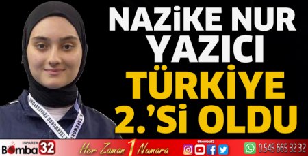 Nazike Nur Yazıcı Türkiye 2.’si oldu