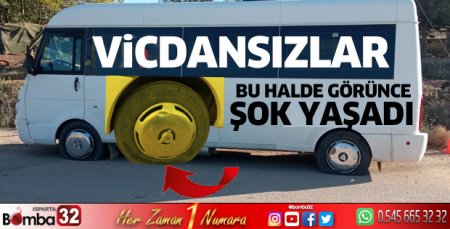 Öğrenci servisinin lastiklerini kestiler