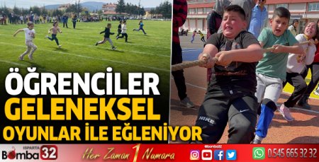 Öğrenciler geleneksel oyunlarla eğleniyorlar