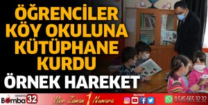 ÖĞRENCİLER KÖY OKULUNA KÜTÜPHANE KURDU