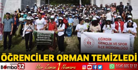 Öğrenciler orman temizledi