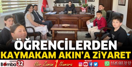 Öğrencilerden Kaymakam Akın'a ziyaret