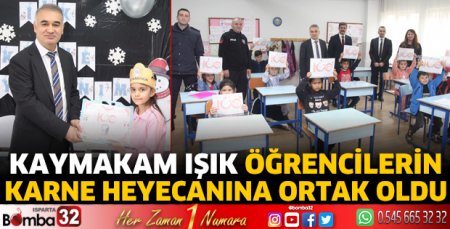 Öğrencilerin karne heyecanına ortak oldu