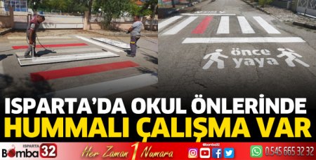Okul önlerinde yaya geçidi çizgileri belirginleştiriliyor 